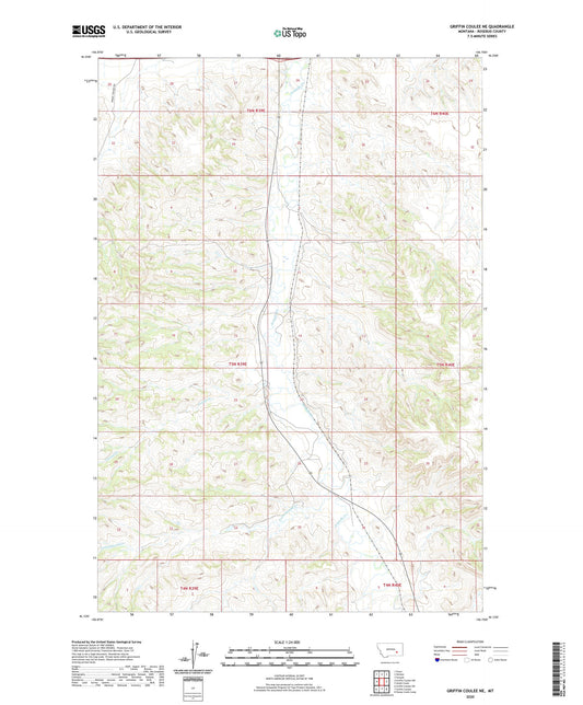 Griffin Coulee NE Montana US Topo Map Image