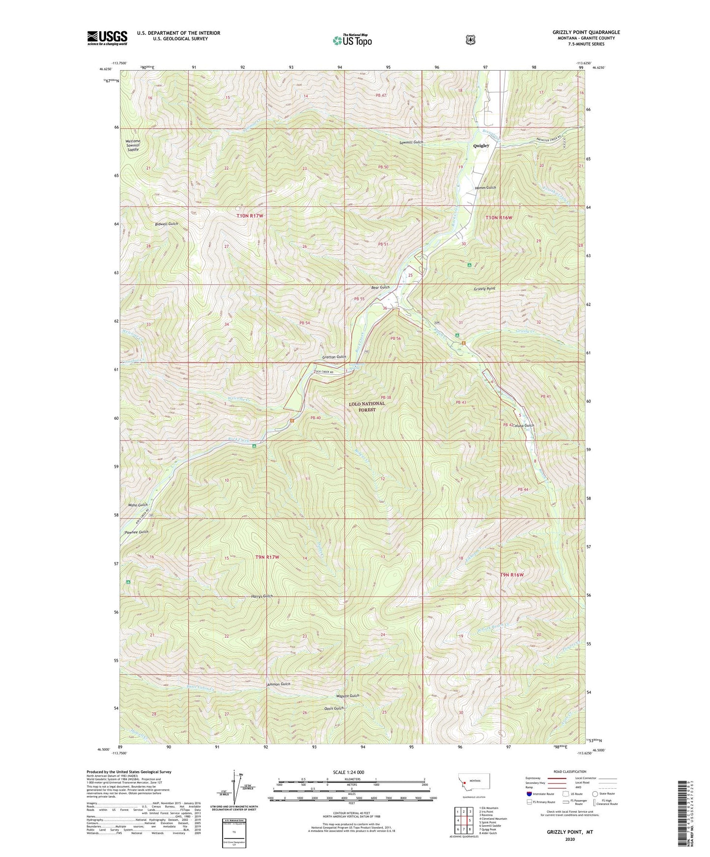 Grizzly Point Montana US Topo Map Image