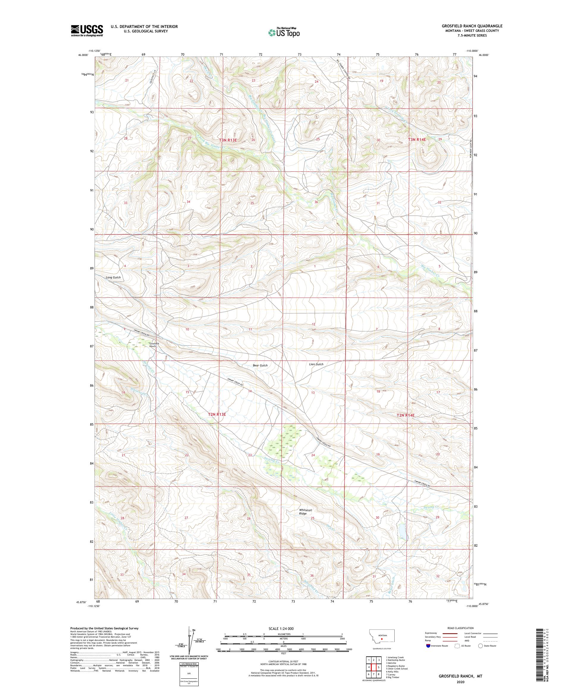 Grosfield Ranch Montana US Topo Map – MyTopo Map Store