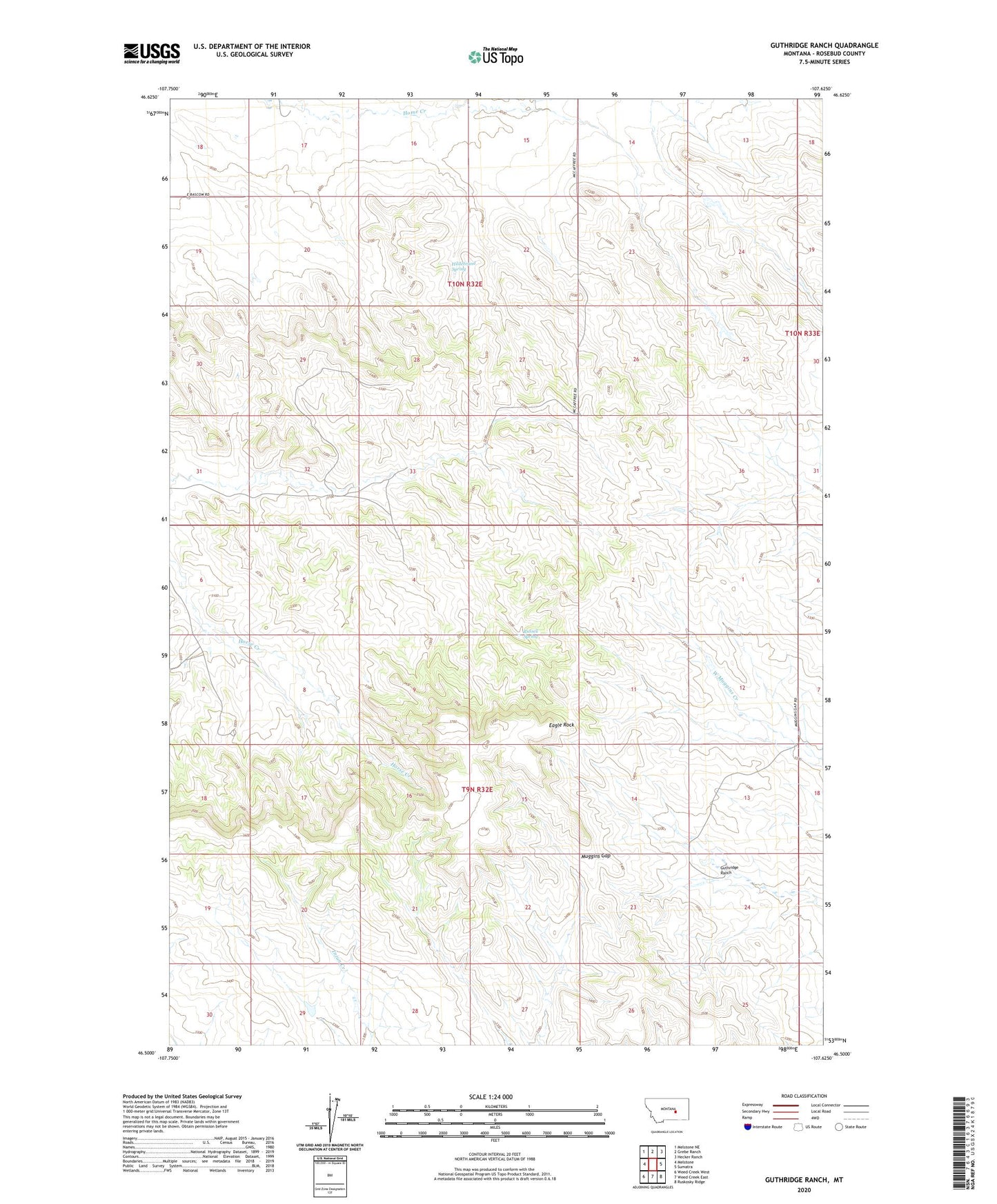 Guthridge Ranch Montana US Topo Map Image