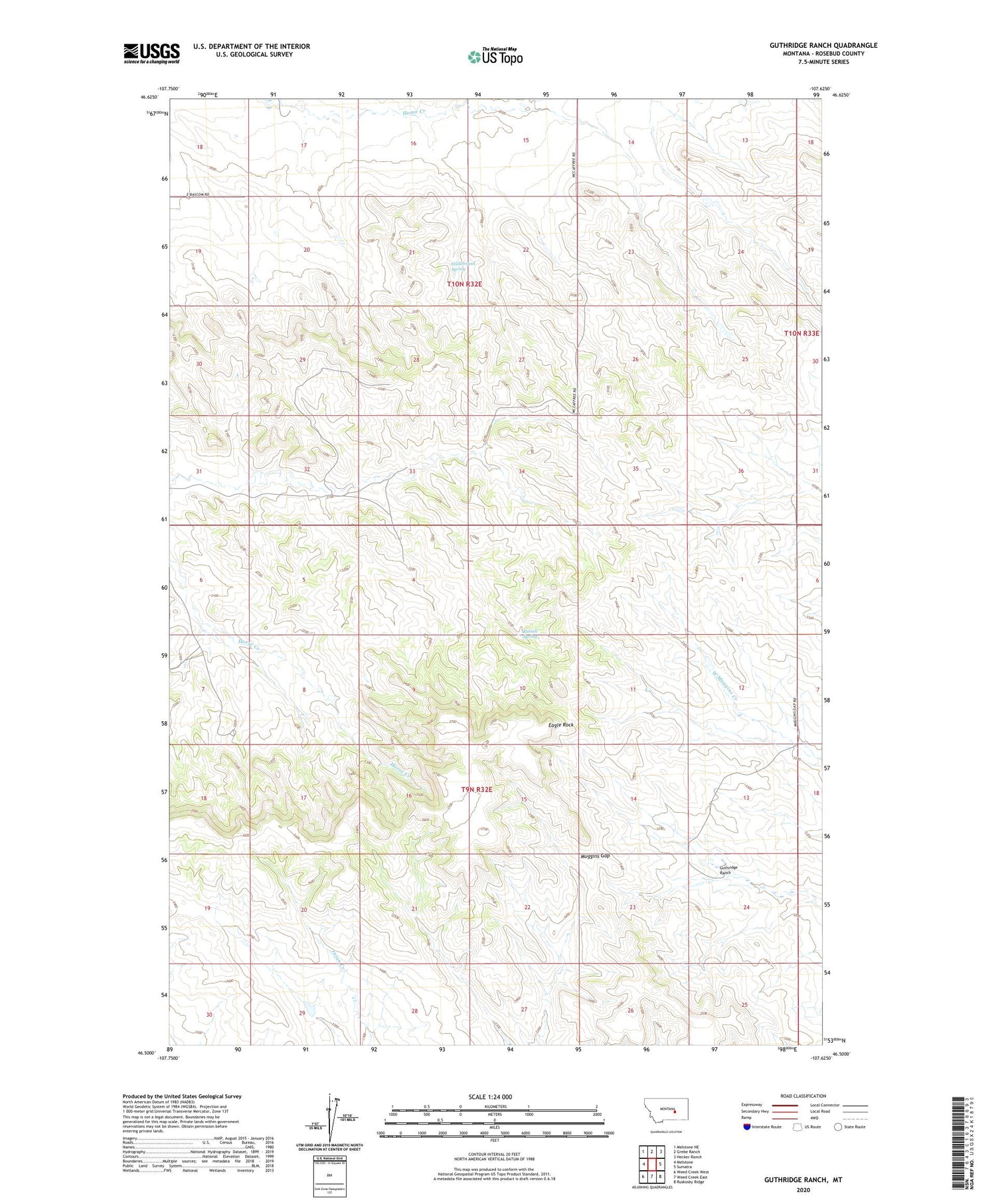 Guthridge Ranch Montana US Topo Map Image