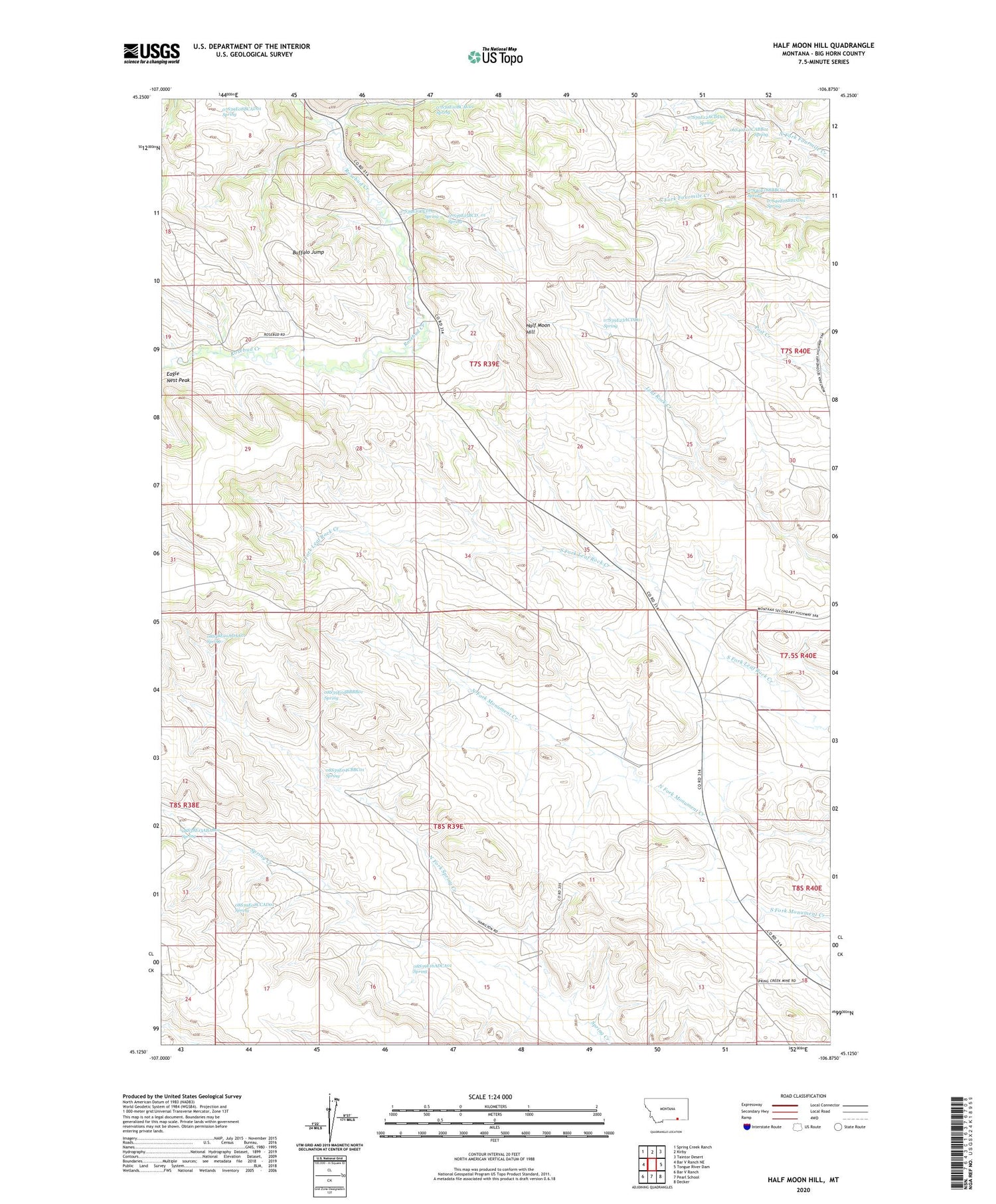 Half Moon Hill Montana US Topo Map Image