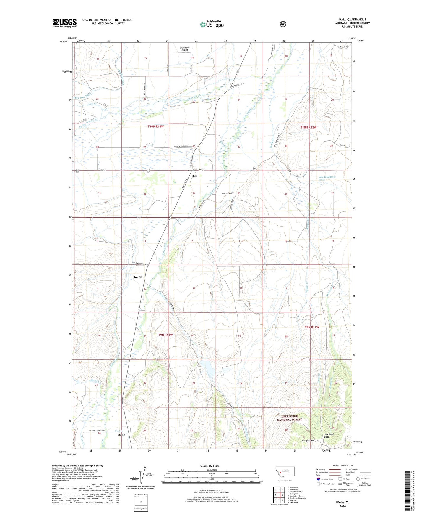 Hall Montana US Topo Map Image