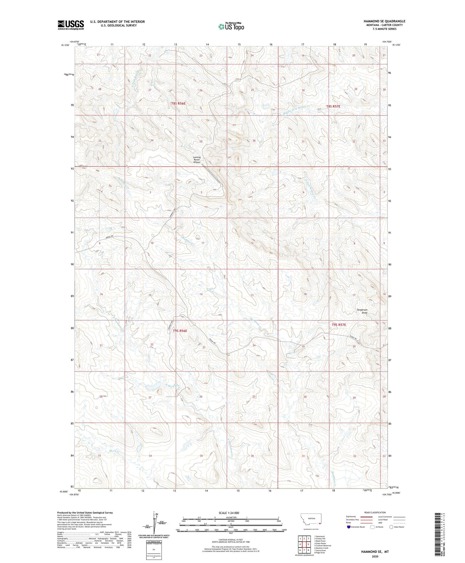 Hammond SE Montana US Topo Map Image