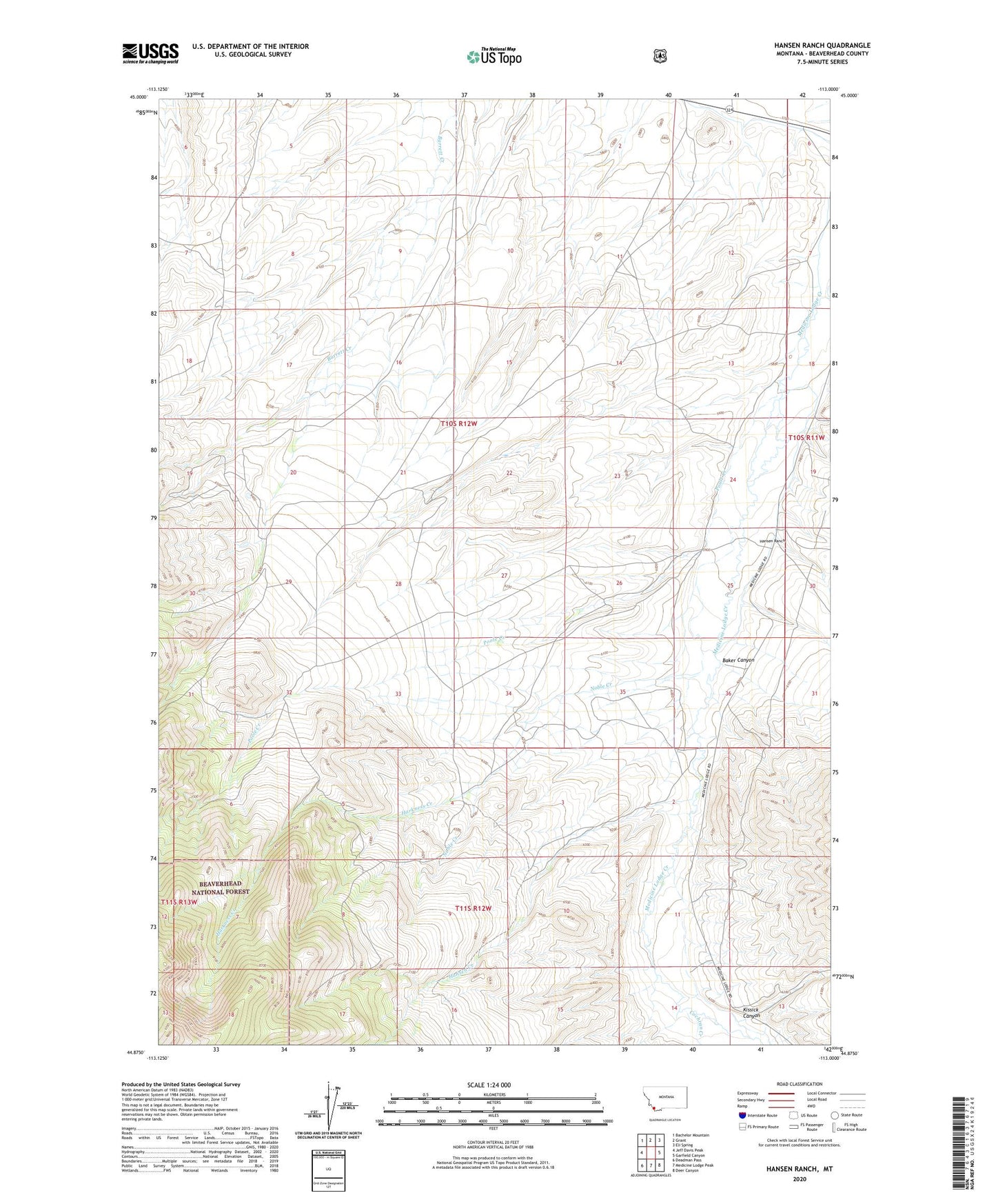 Hansen Ranch Montana US Topo Map Image