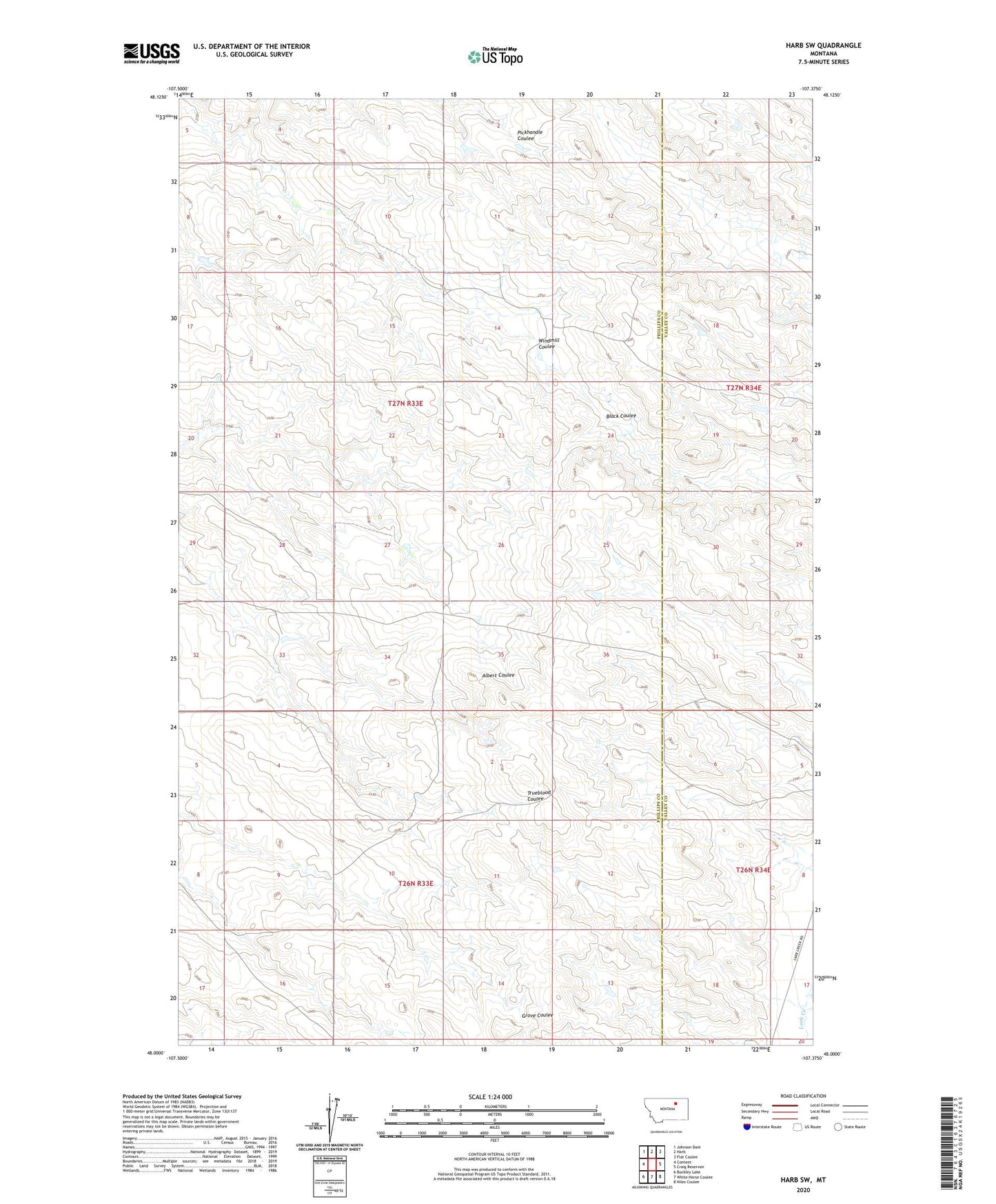 Harb SW Montana US Topo Map Image