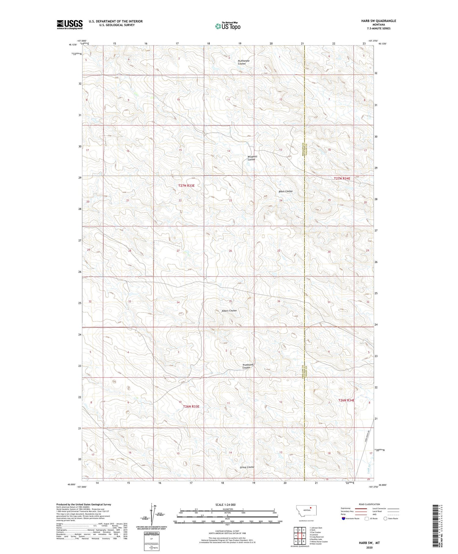 Harb SW Montana US Topo Map Image