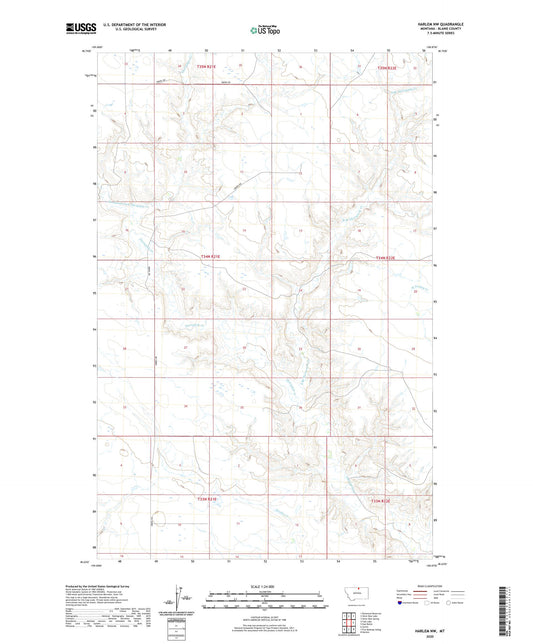 Harlem NW Montana US Topo Map Image