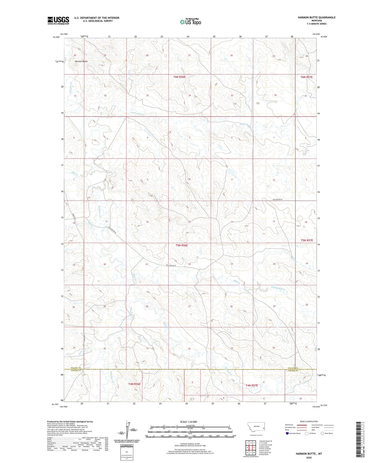 Harmon Butte Montana US Topo Map Image