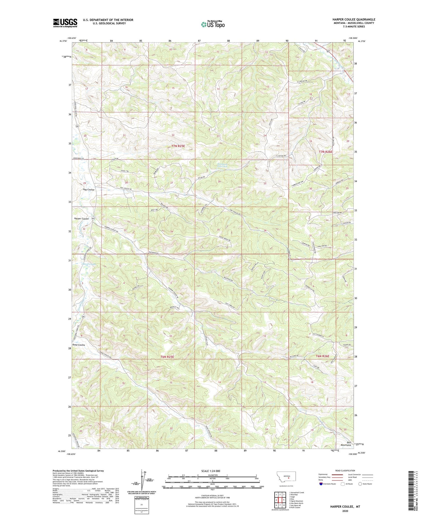 Harper Coulee Montana US Topo Map Image