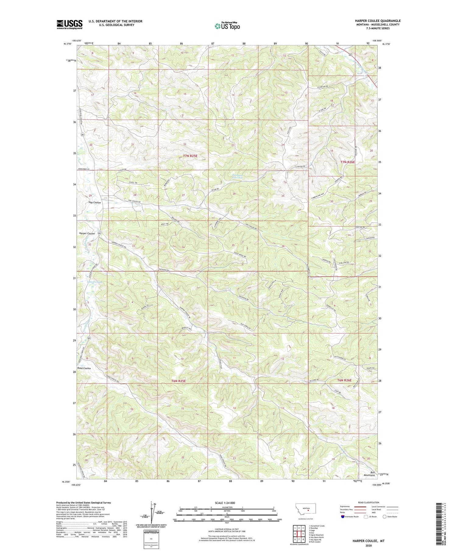 Harper Coulee Montana US Topo Map Image
