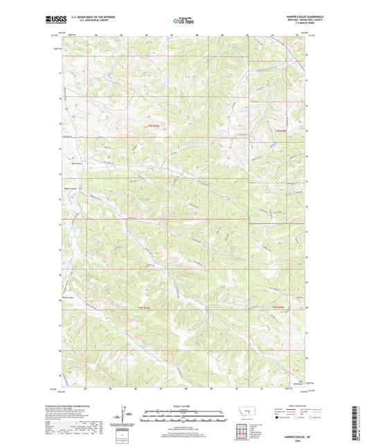 Harper Coulee Montana US Topo Map Image