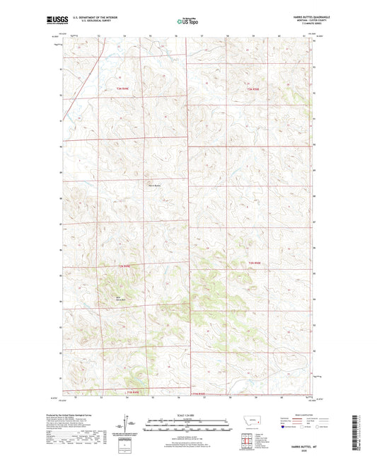 Harris Buttes Montana US Topo Map Image