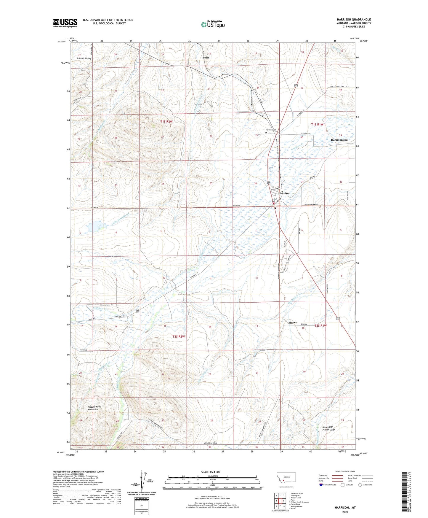 Harrison Montana US Topo Map Image