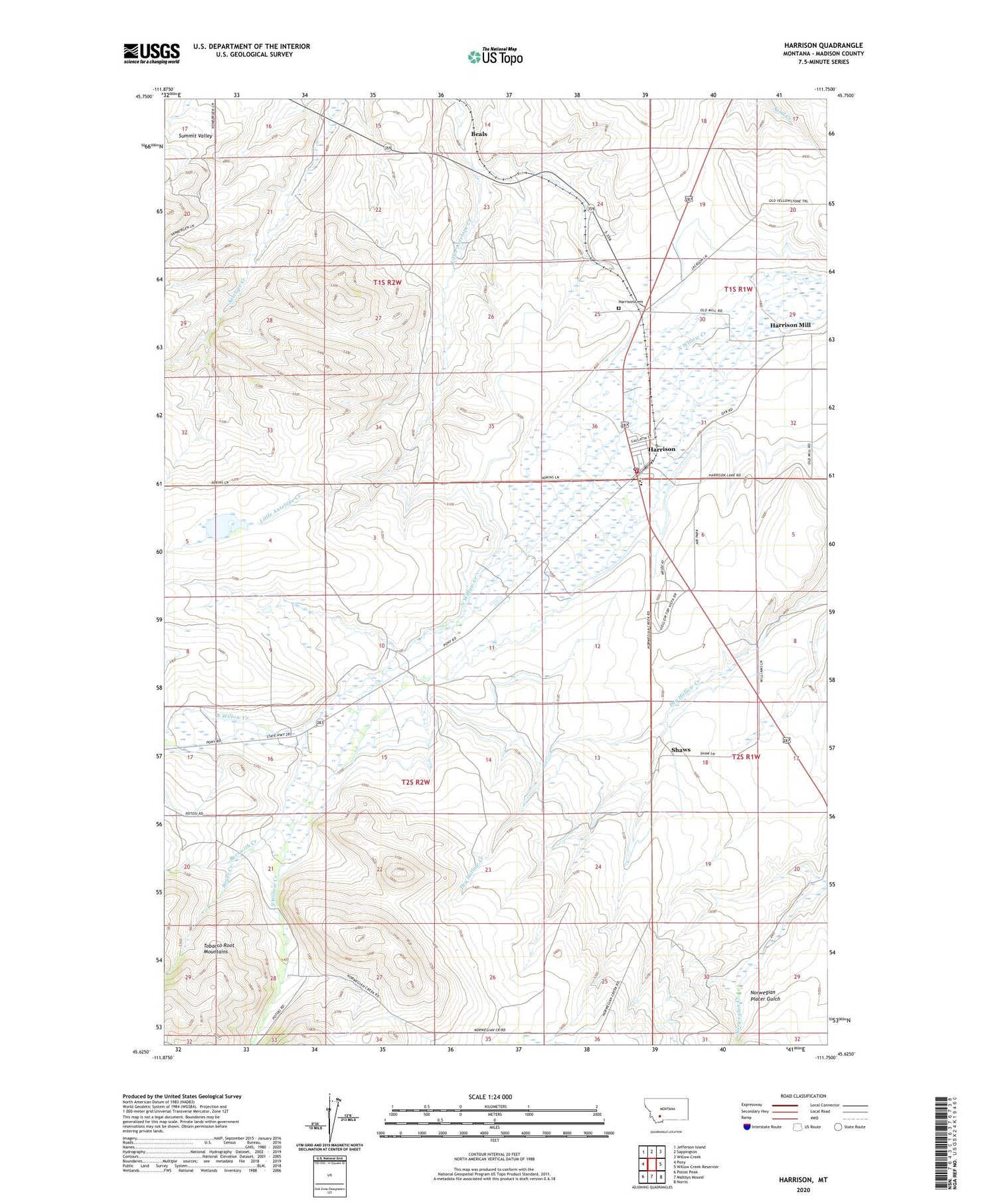Harrison Montana US Topo Map Image