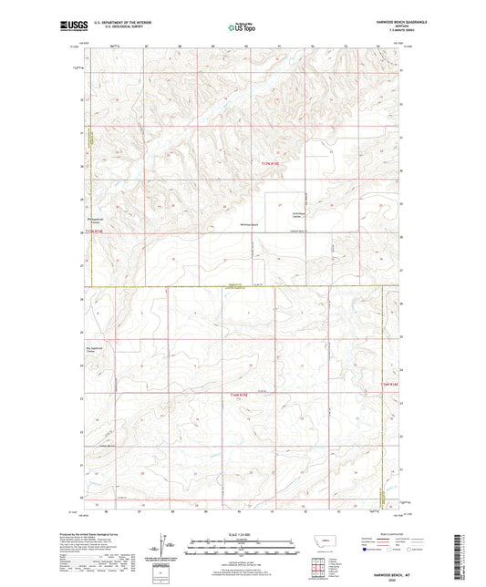 Harwood Bench Montana US Topo Map Image