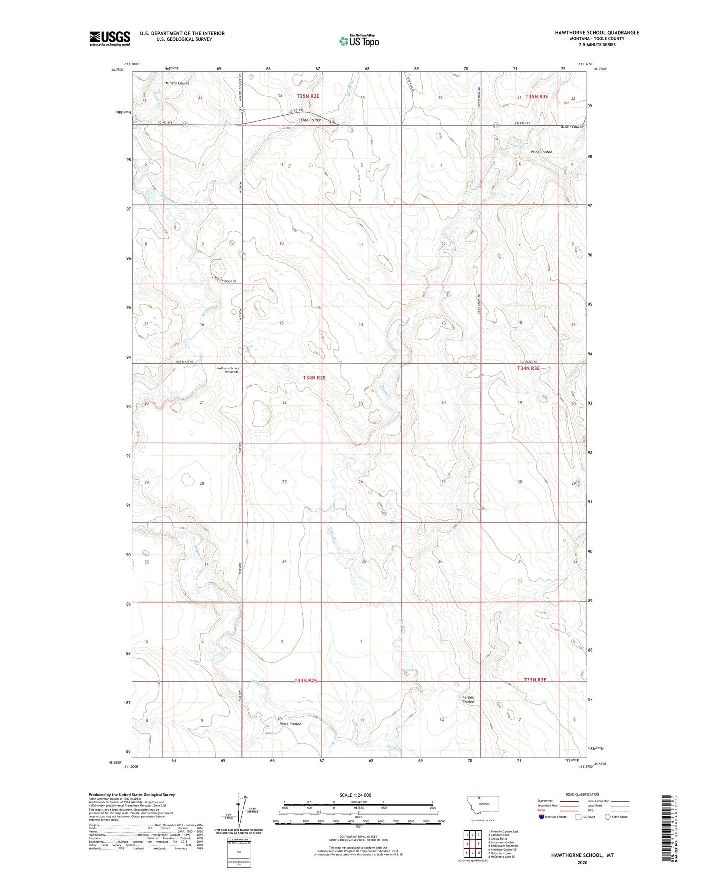 Hawthorne School Montana US Topo Map Image