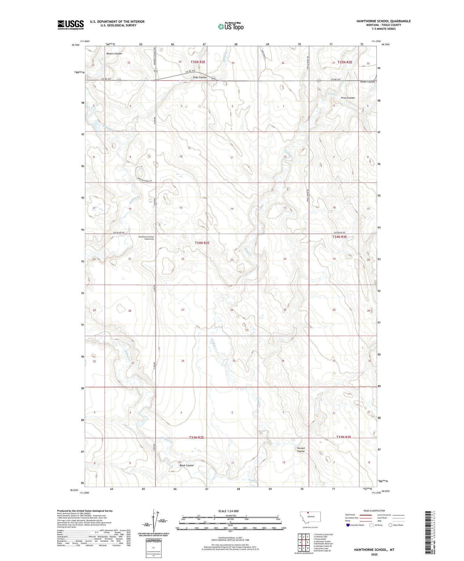 Hawthorne School Montana US Topo Map Image