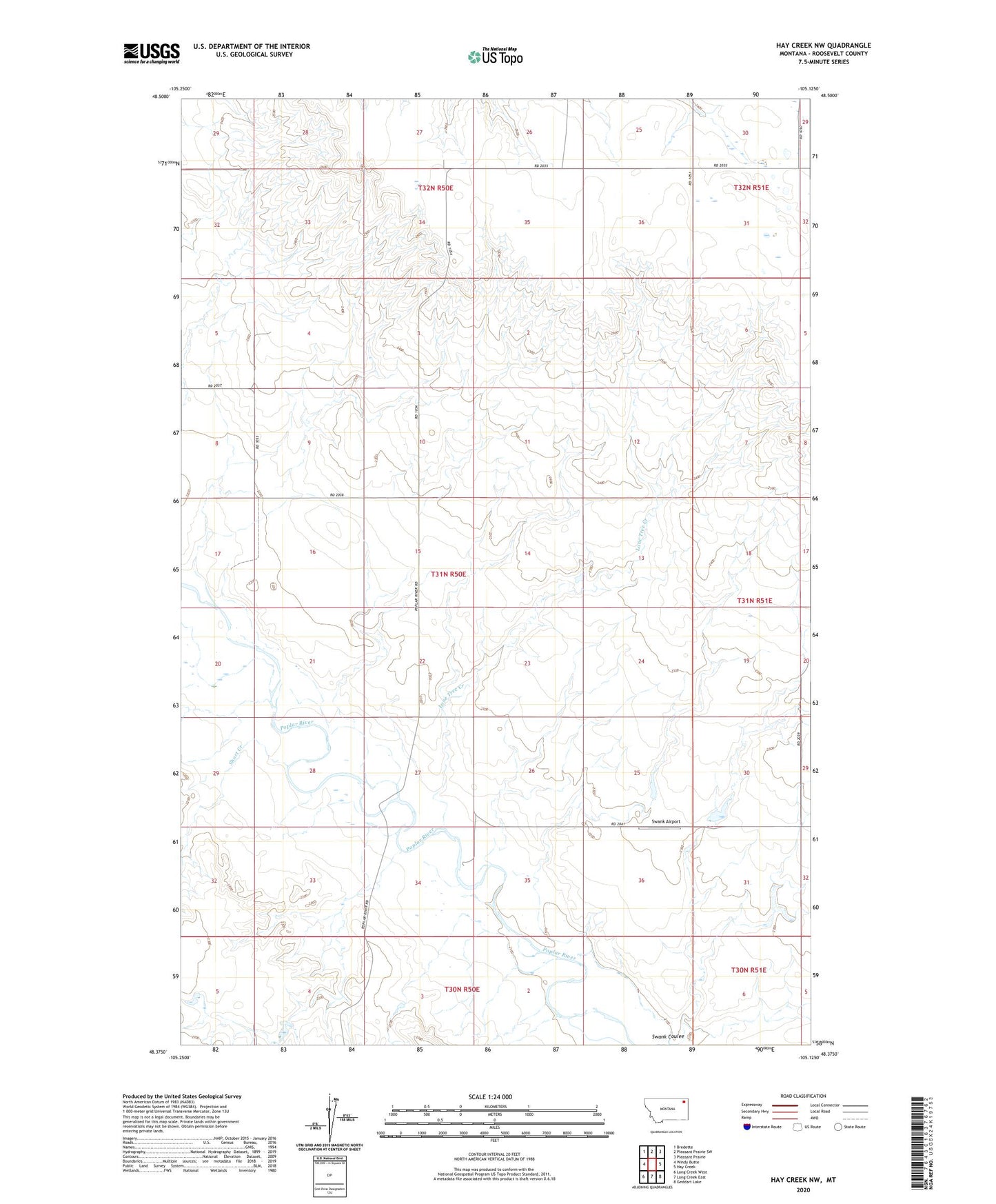 Hay Creek NW Montana US Topo Map Image