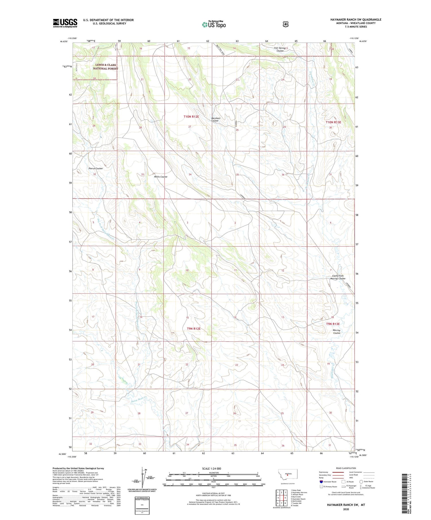 Haymaker Ranch SW Montana US Topo Map Image
