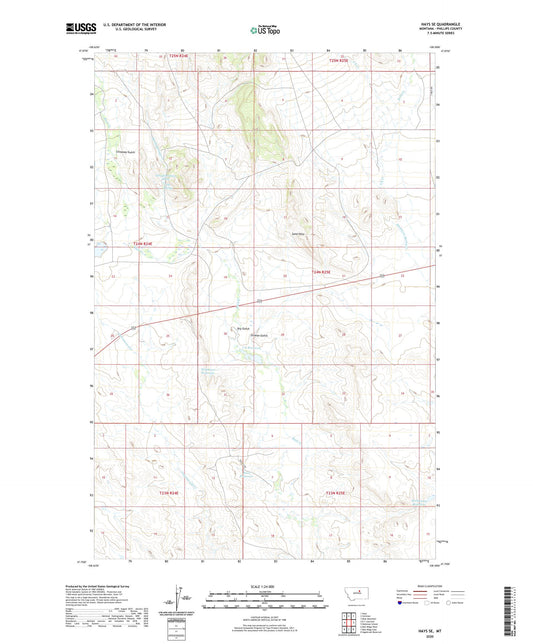 Hays SE Montana US Topo Map Image