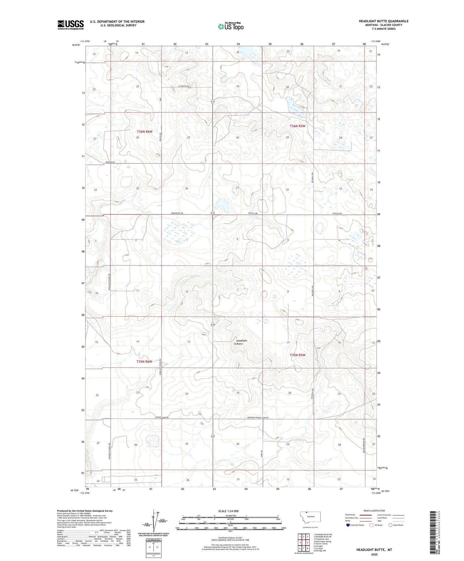 Headlight Butte Montana US Topo Map Image