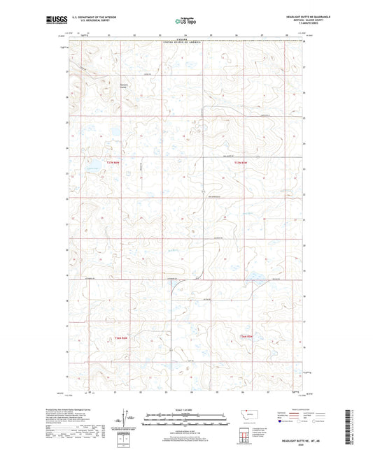 Headlight Butte NE Montana US Topo Map Image