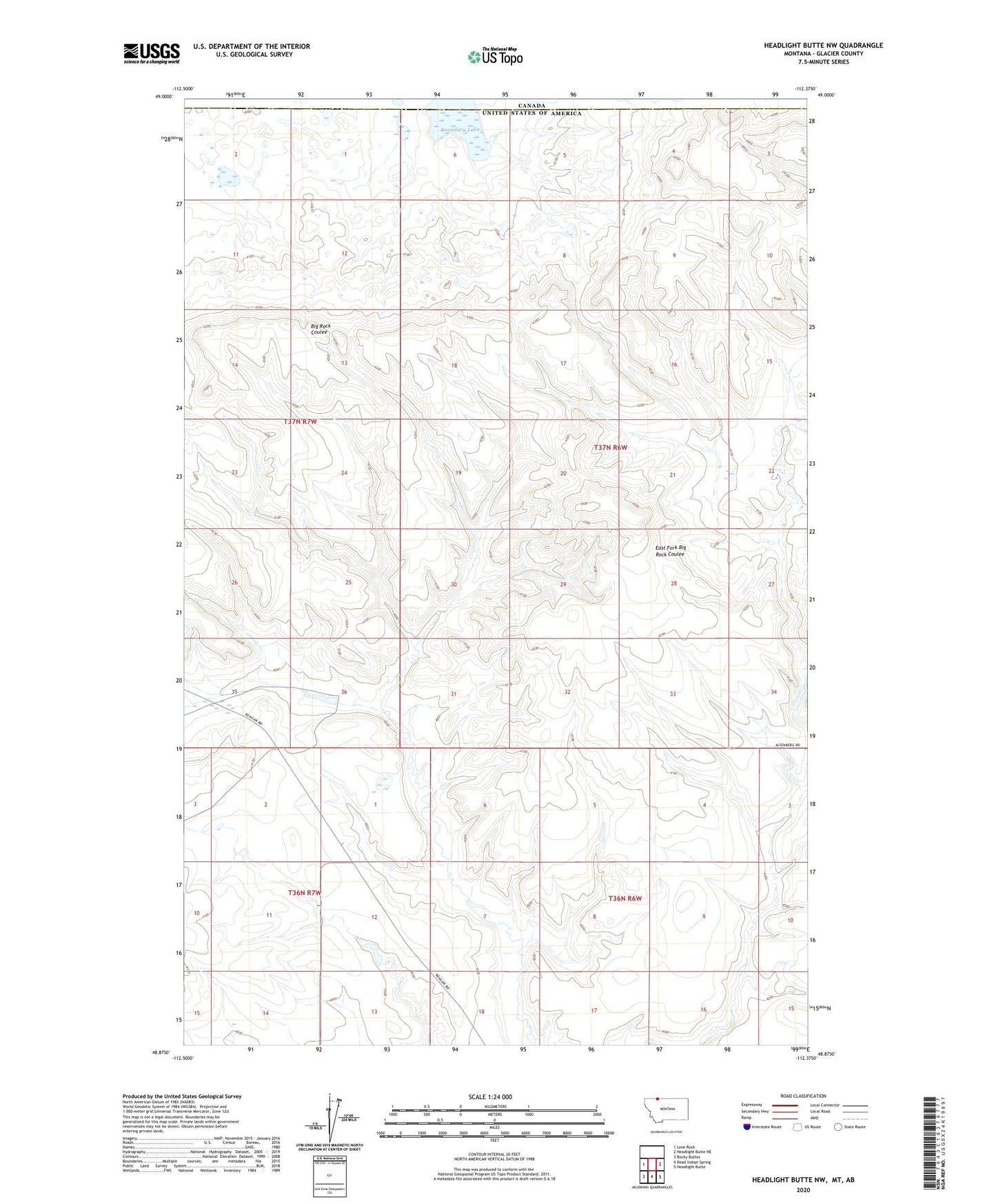 Headlight Butte NW Montana US Topo Map Image