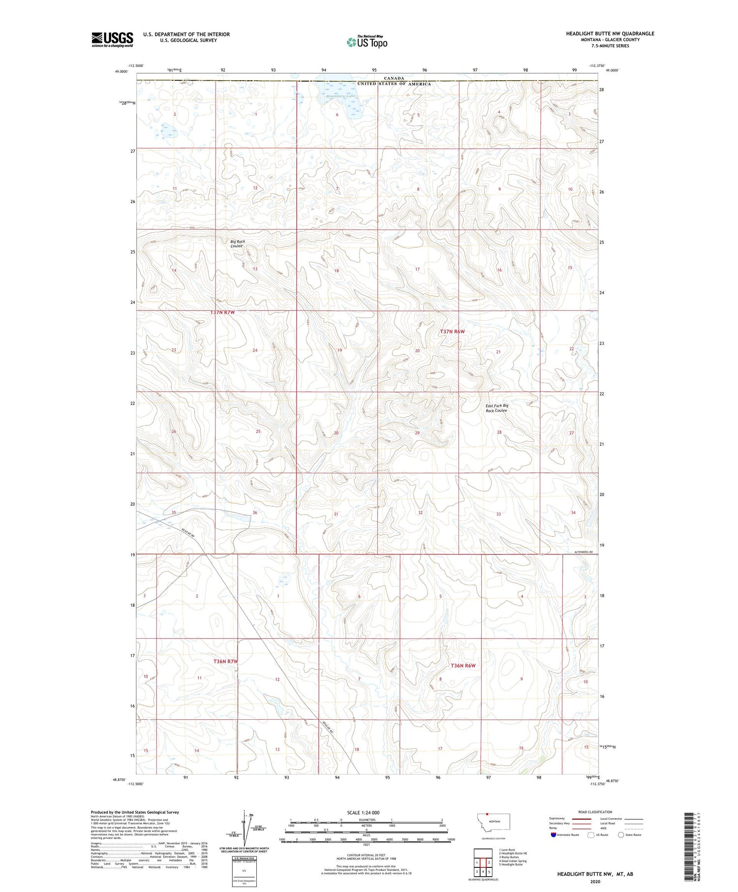 Headlight Butte NW Montana US Topo Map Image
