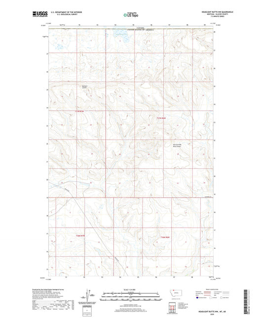 Headlight Butte NW Montana US Topo Map Image