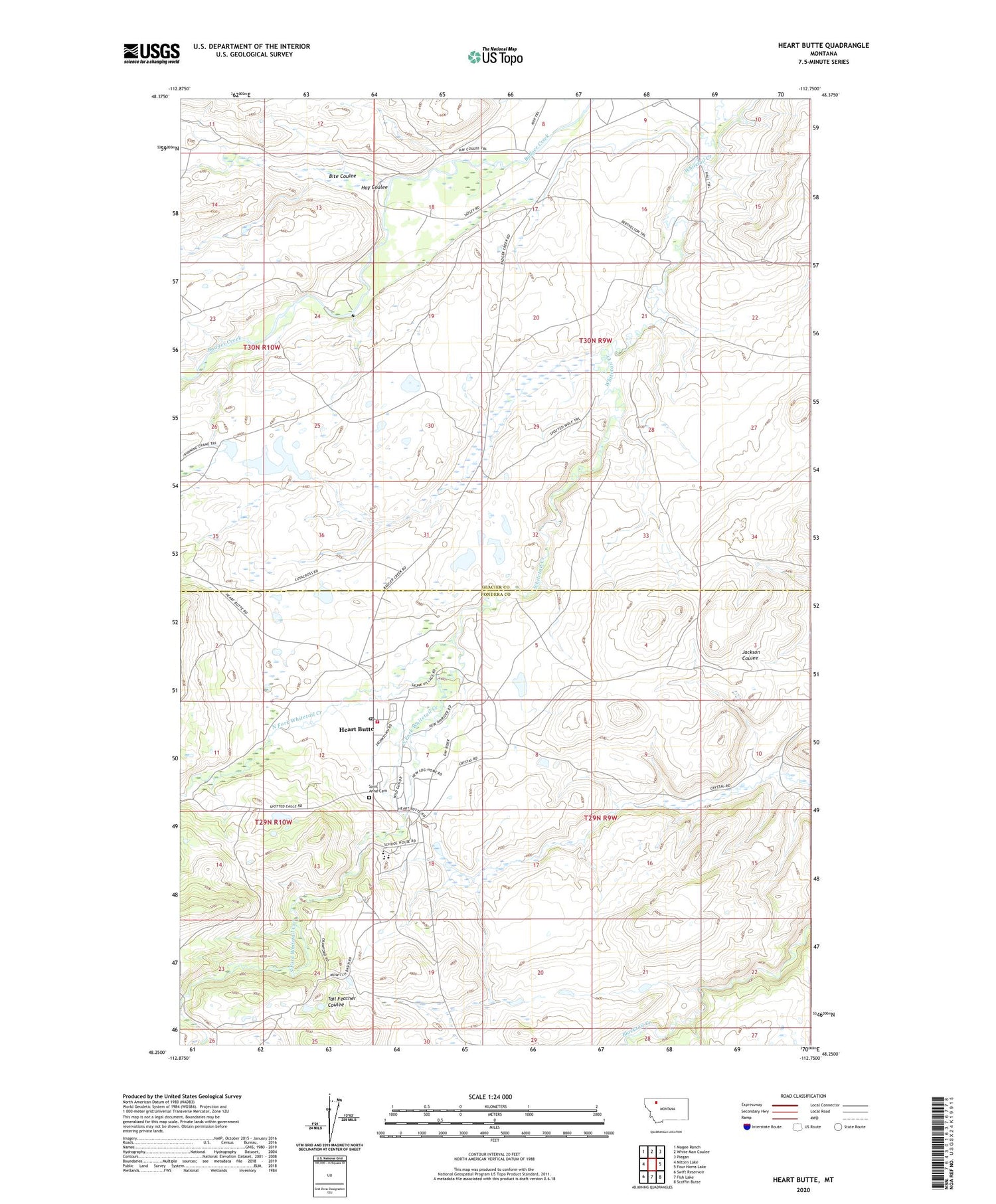 Heart Butte Montana US Topo Map Image