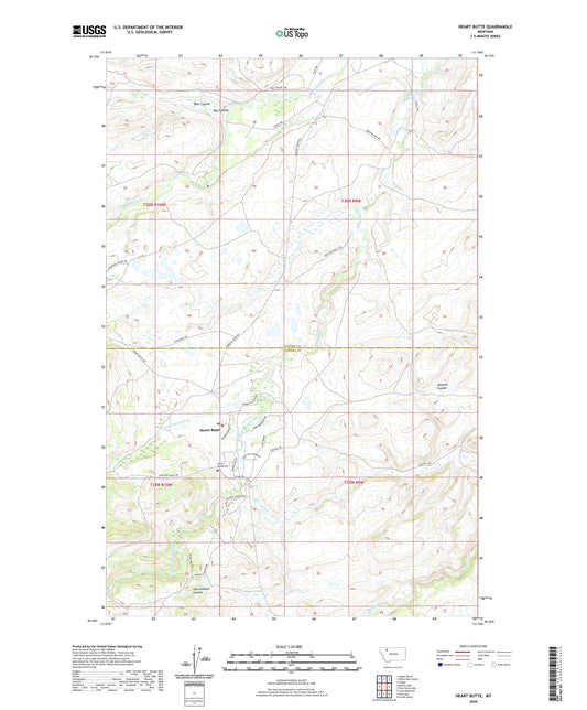 Heart Butte Montana US Topo Map Image