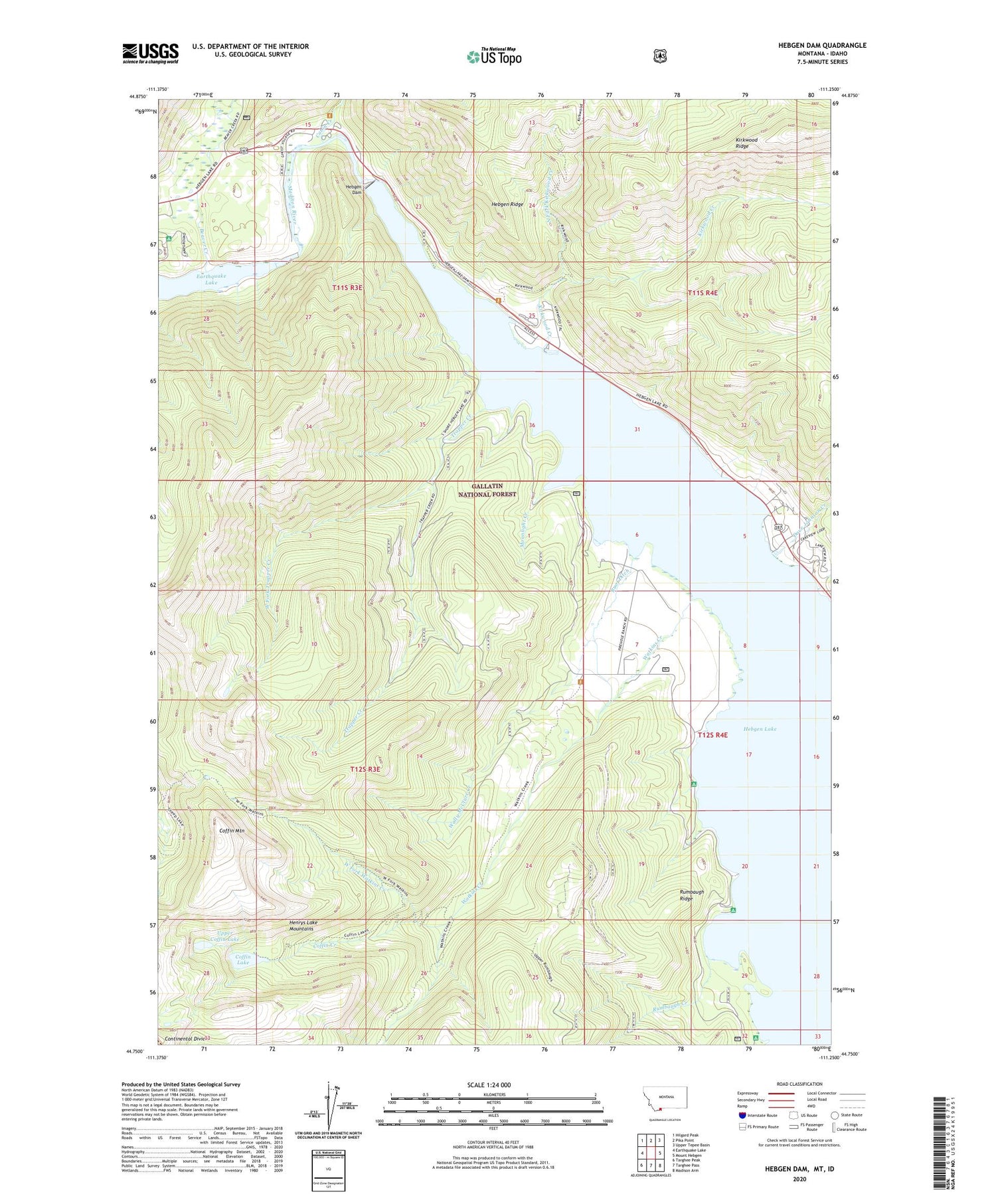 Hebgen Dam Montana US Topo Map Image