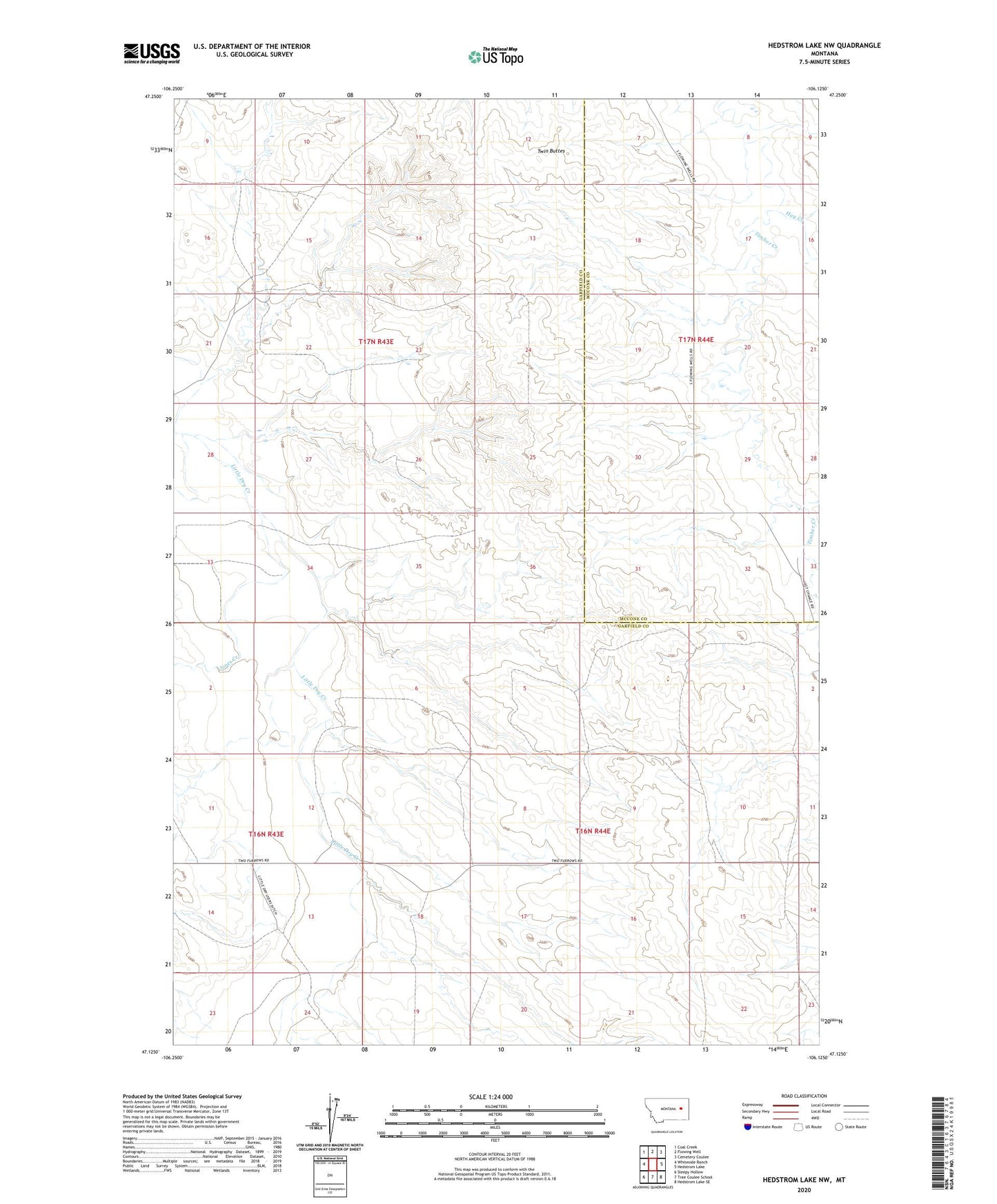 Hedstrom Lake NW Montana US Topo Map Image