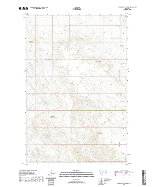 Hendrickson Coulee Montana US Topo Map Image
