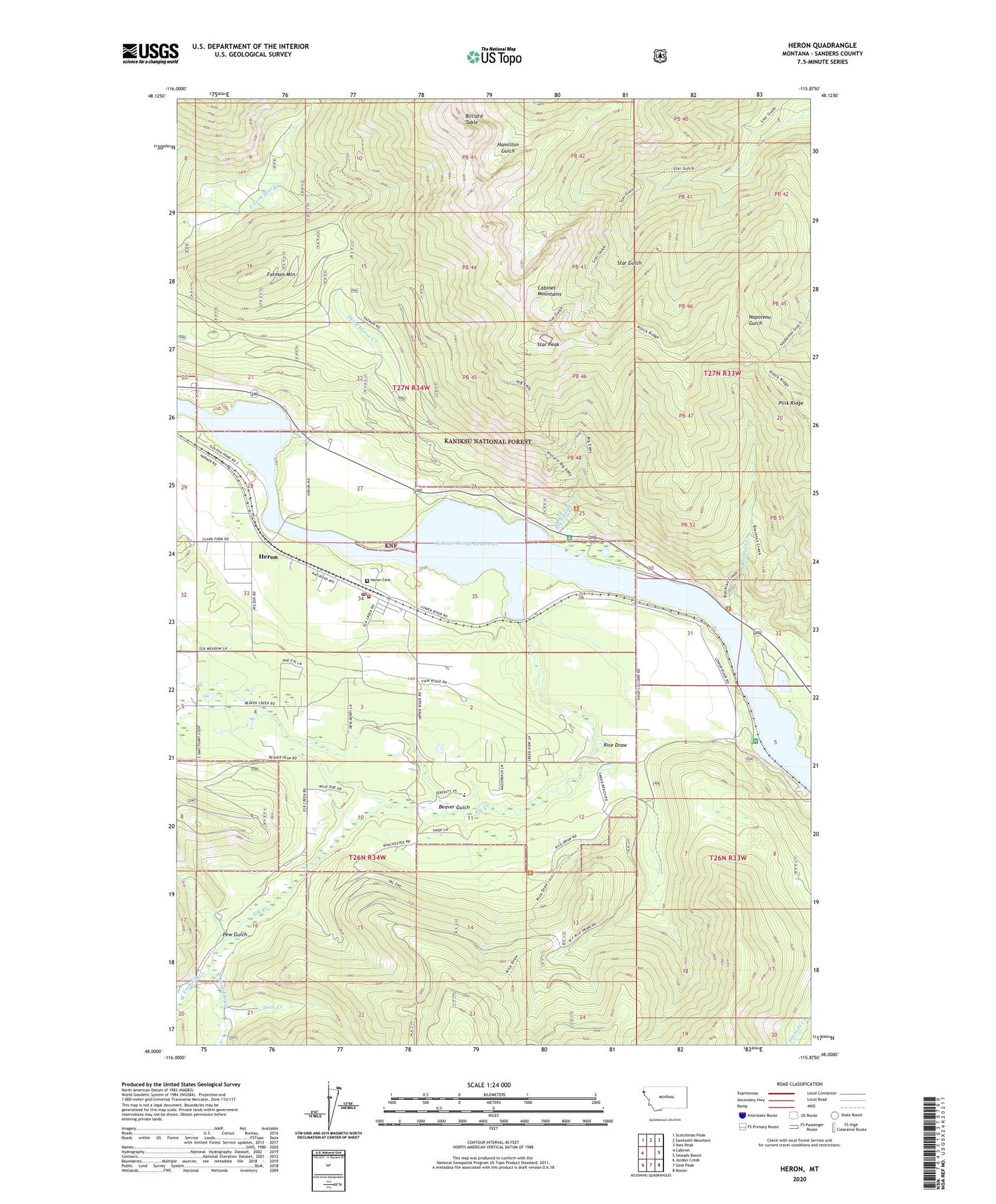 Heron Montana US Topo Map Image