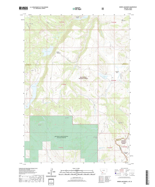 Hidden Lake Bench Montana US Topo Map Image