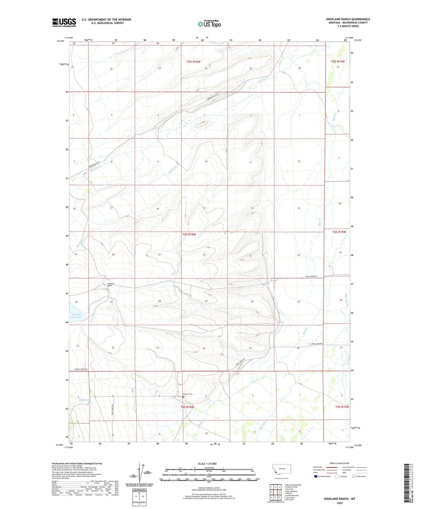 Highland Ranch Montana US Topo Map Image