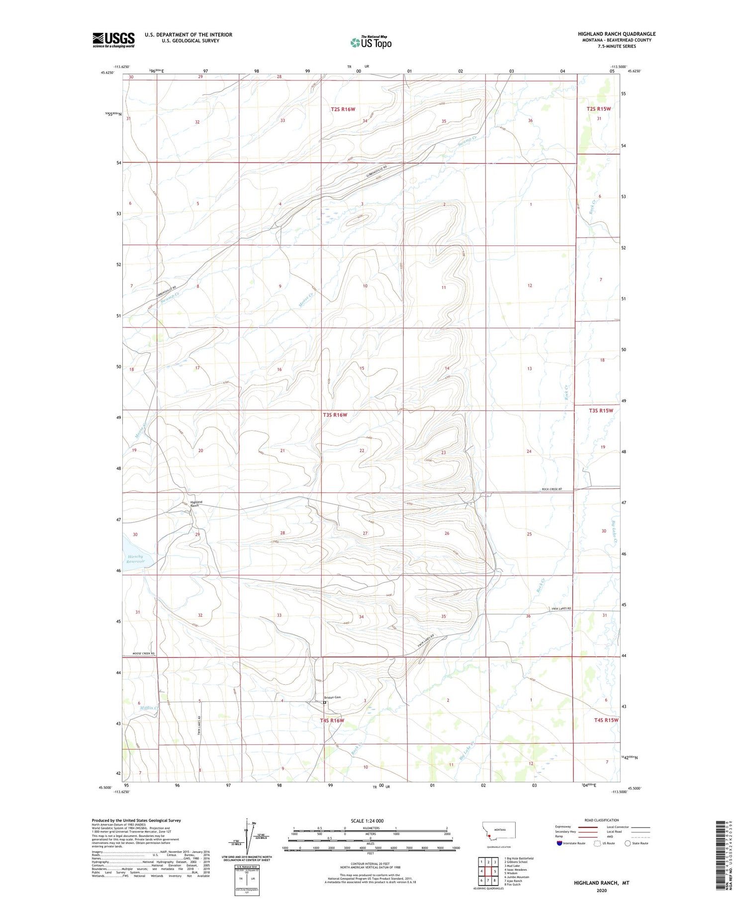 Highland Ranch Montana US Topo Map Image