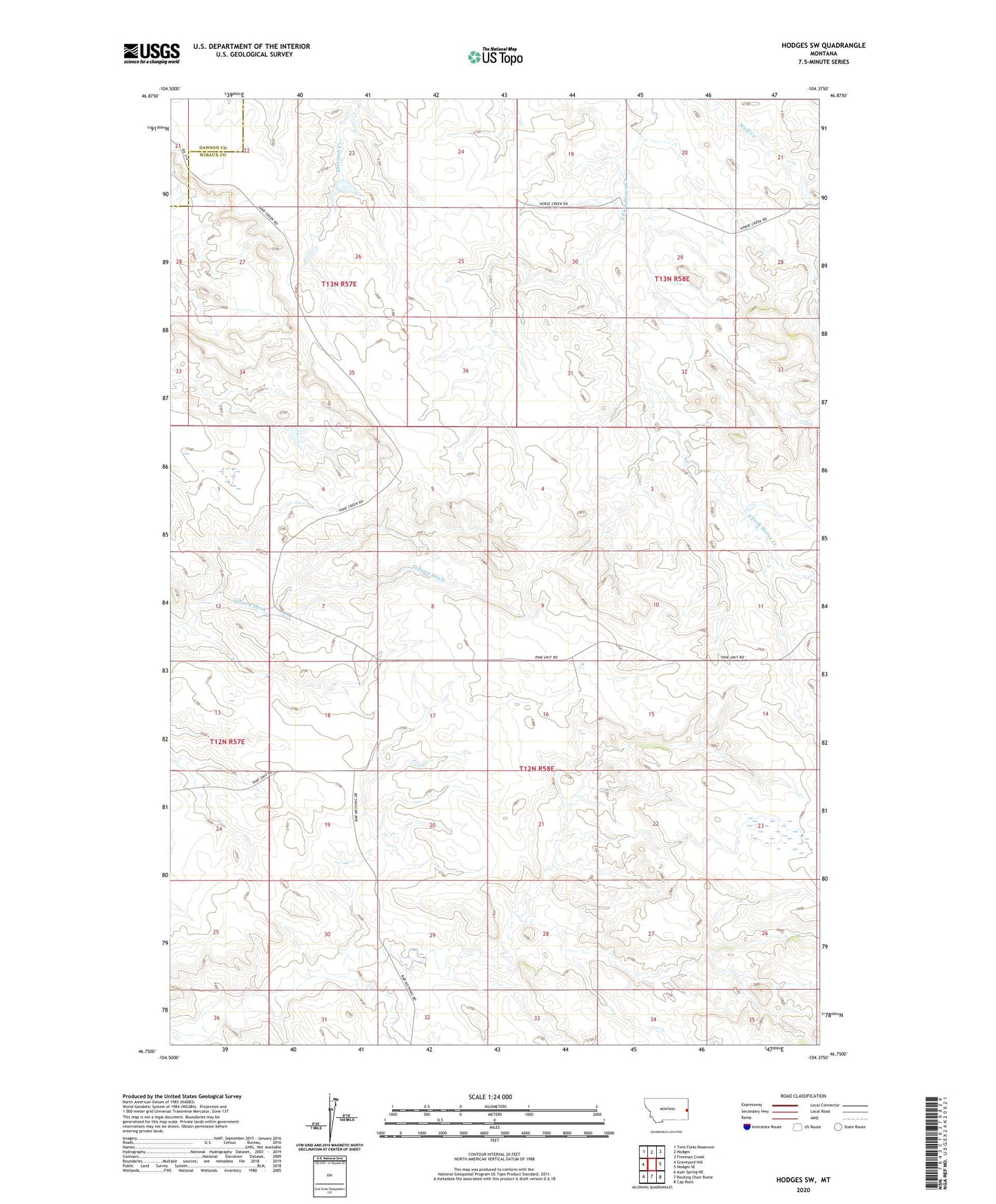 Hodges SW Montana US Topo Map Image