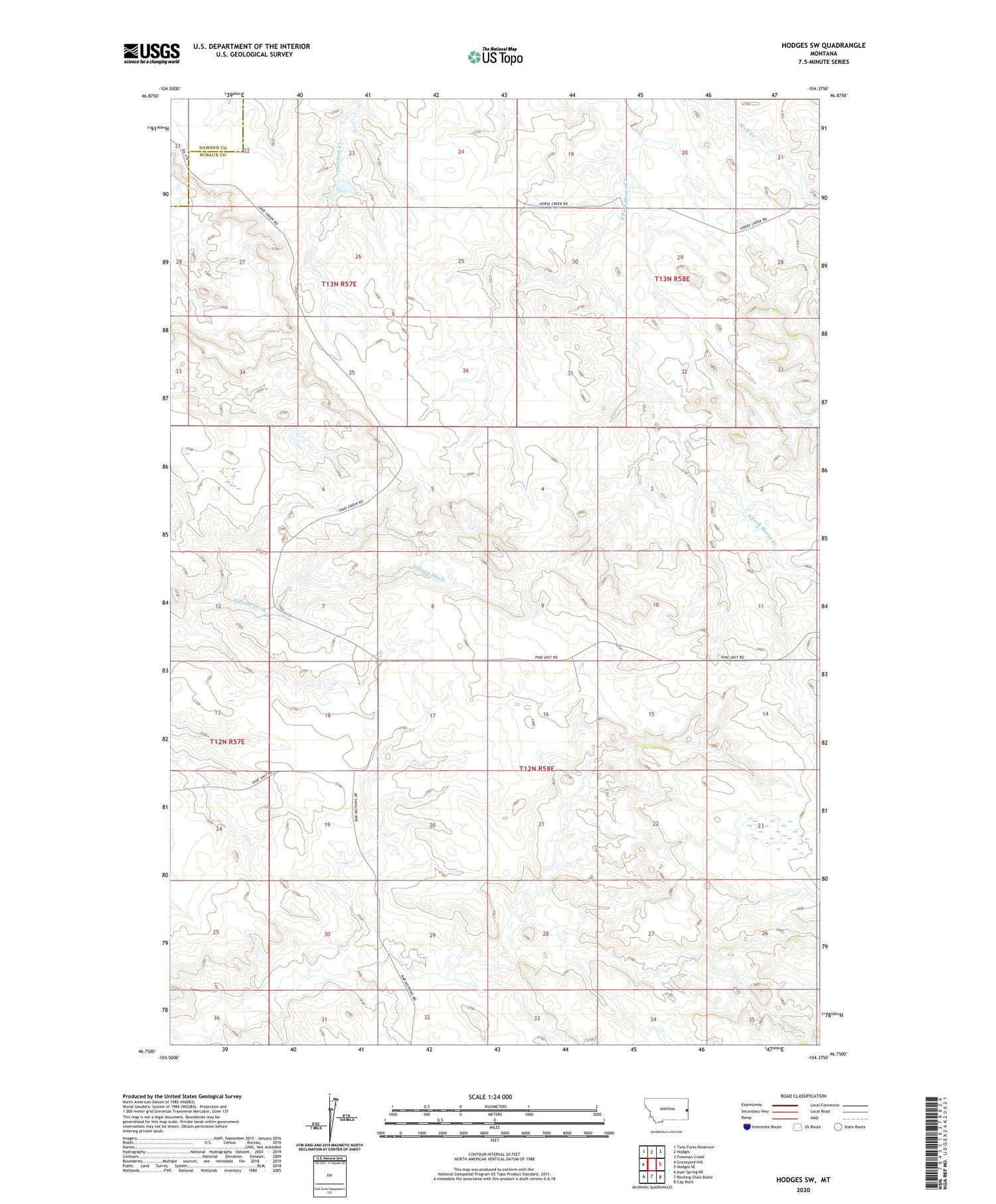 Hodges SW Montana US Topo Map Image
