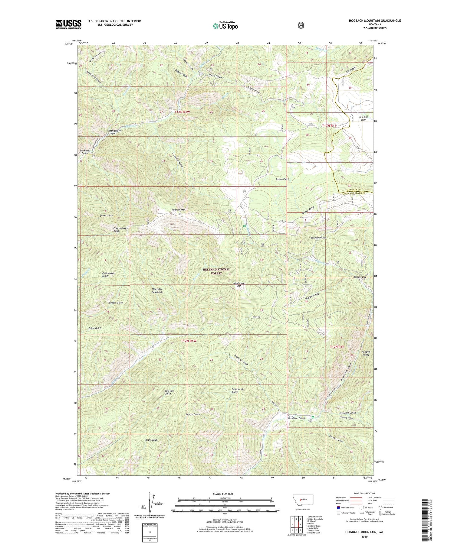 Hogback Mountain Montana US Topo Map Image