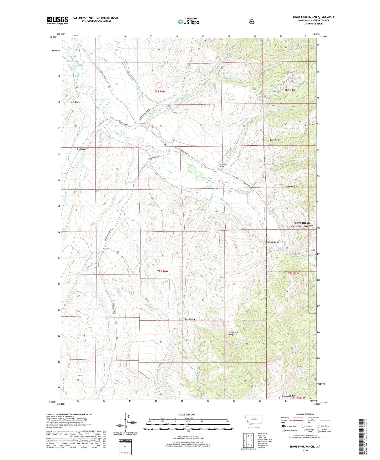 Home Park Ranch Montana US Topo Map Image