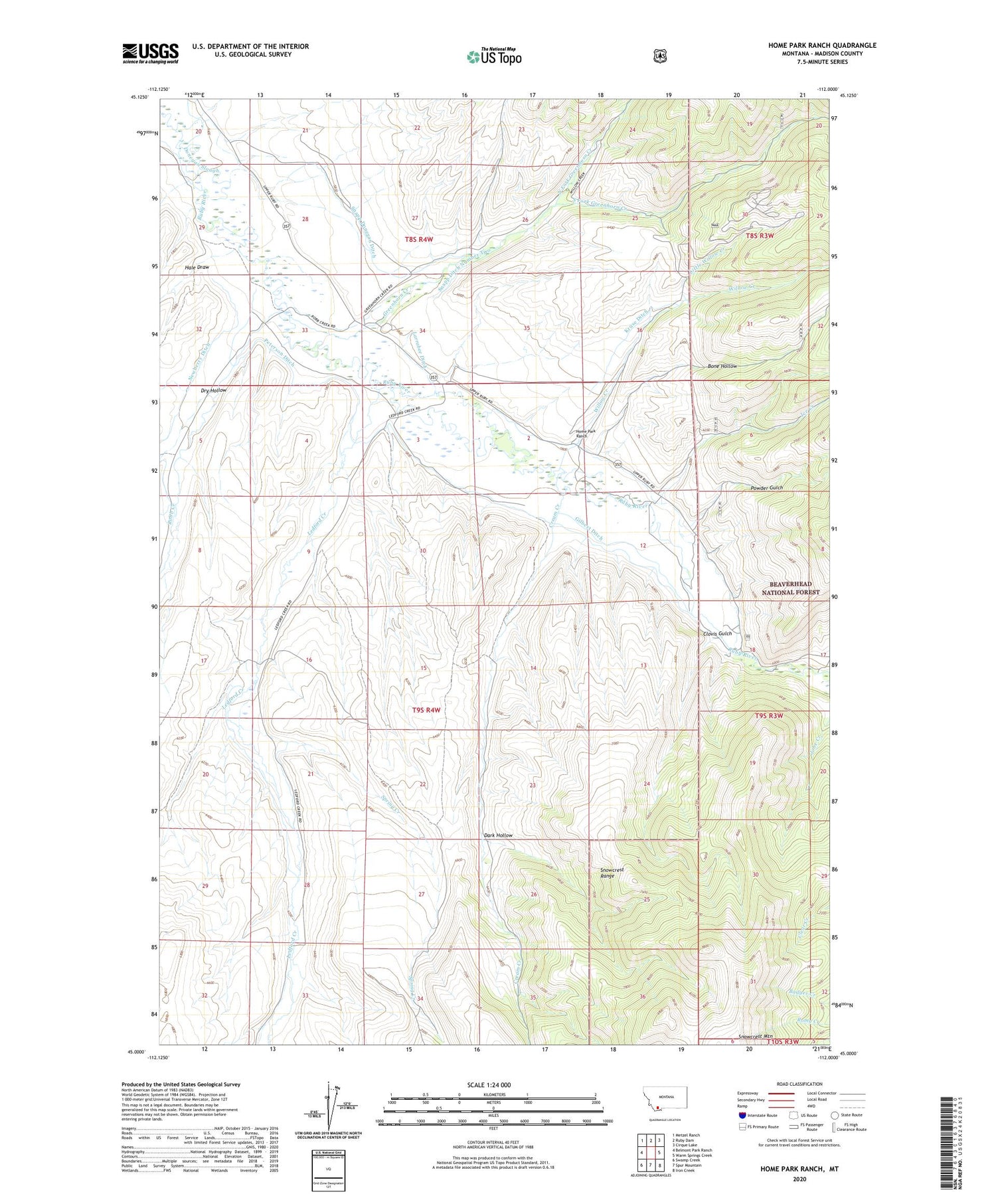 Home Park Ranch Montana US Topo Map Image