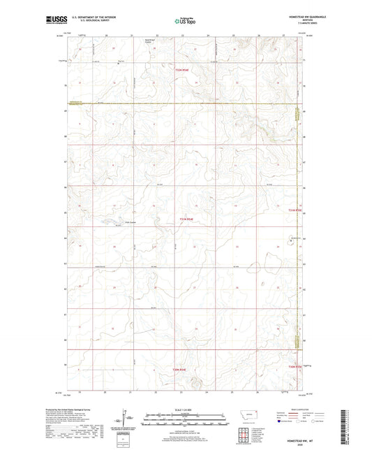 Homestead NW Montana US Topo Map Image