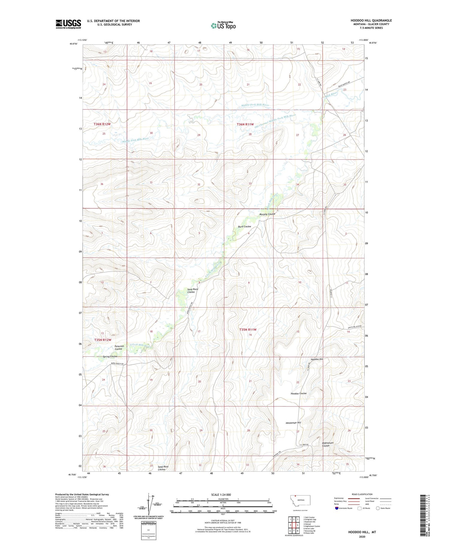 Hoodoo Hill Montana US Topo Map Image