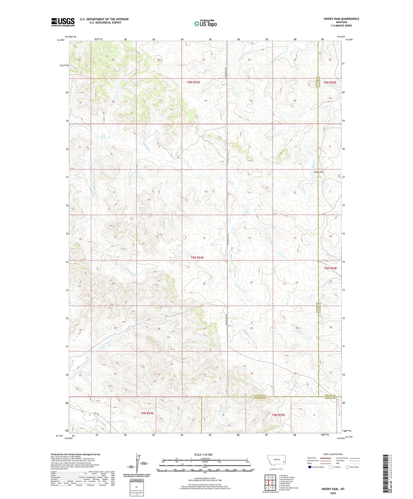 Hooky Dam Montana US Topo Map Image