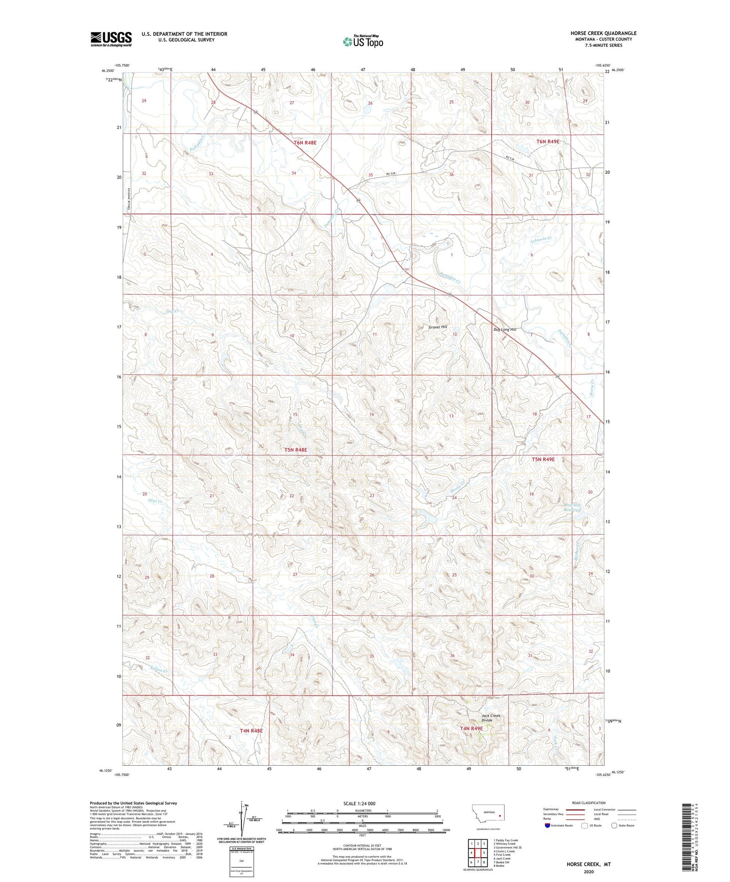 Horse Creek Montana US Topo Map Image
