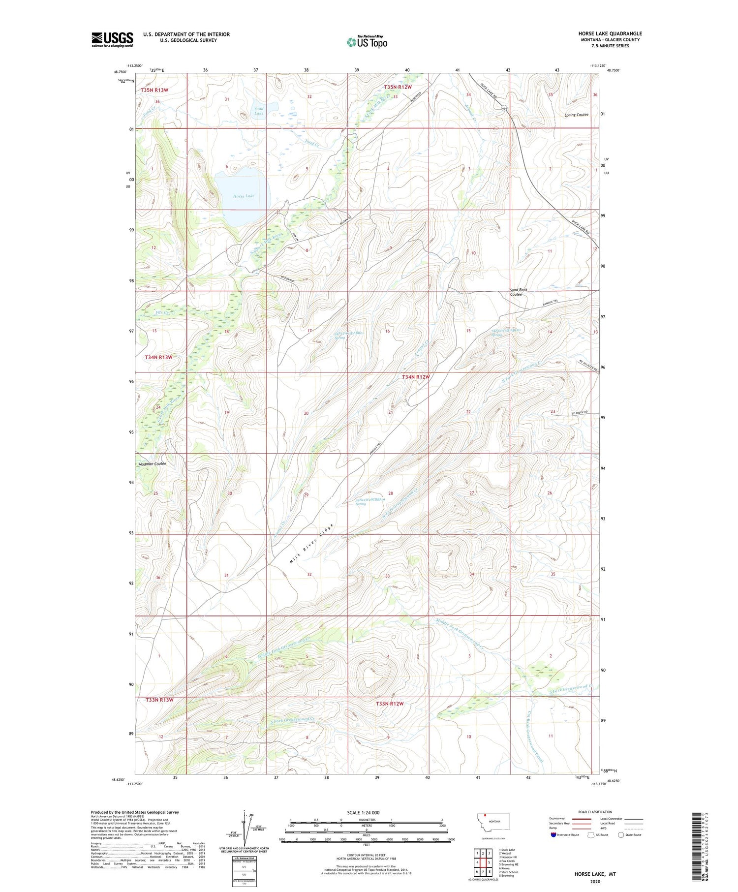 Horse Lake Montana US Topo Map Image