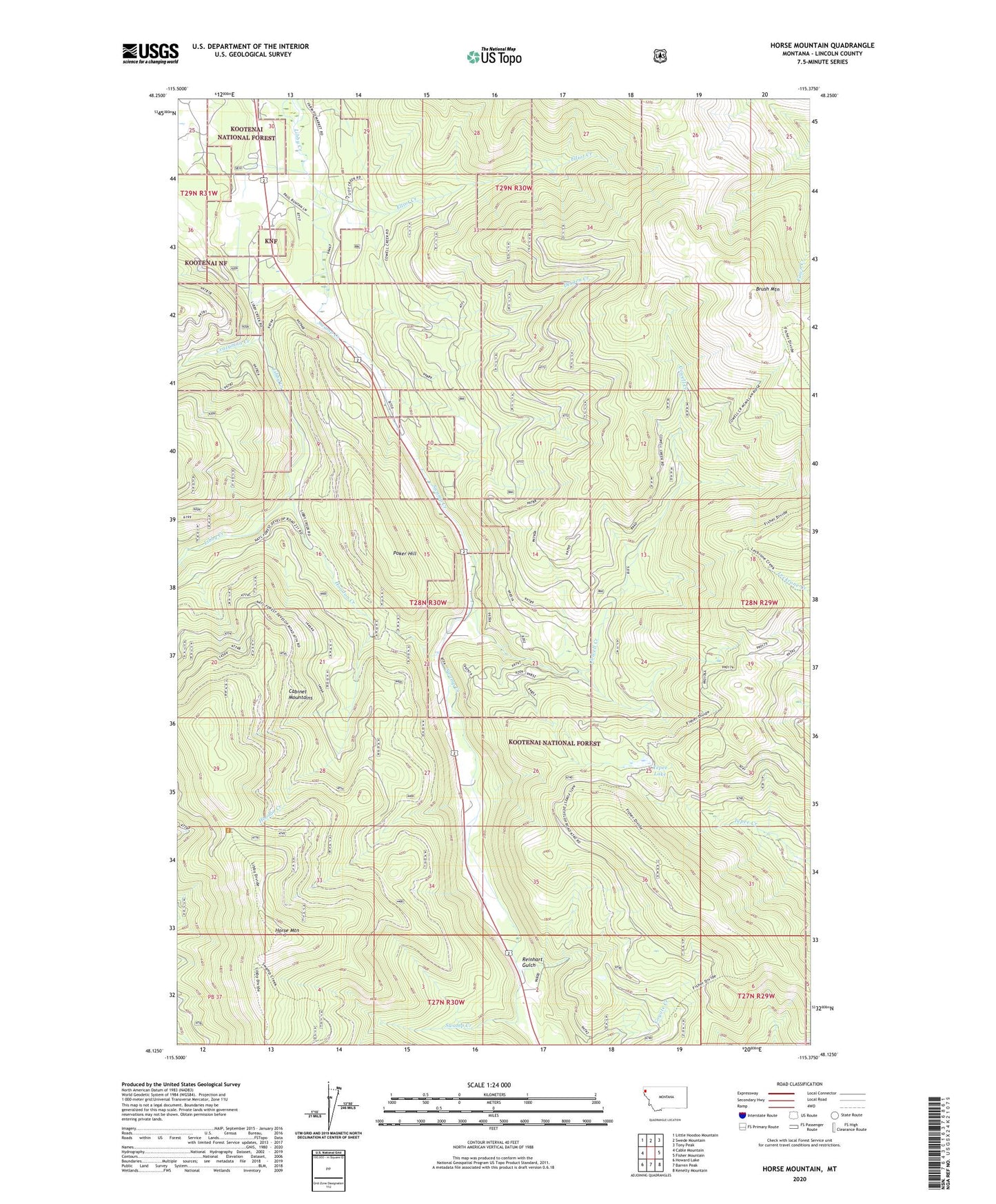 Horse Mountain Montana US Topo Map Image